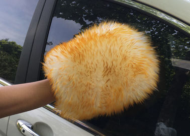China Wiederverwendbare doppelte mit Seiten versehenes Auto-waschende Handschuh-Handschuh-Gelb-Farbe mit 100% reiner Wolle fournisseur