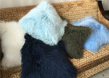 China Mongolisches Pelz Kissen-buntes gefärbtes langes Haar-Tibet-Haut-Lammpelz Couch-Kissen fournisseur