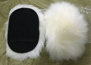 China Natürliches weißes Wollschaffell-Waschanlage-Handschuh-Simplex mit Maschen-Rückseite fournisseur