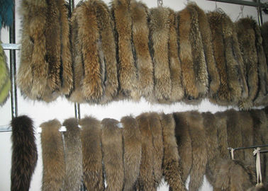 China Pelz-Hauben-Ordnung Browns wirkliche für Stoff, Waschbär-abnehmbarer wirklicher Pelz-Kragen 30 cm * 80 cm fournisseur