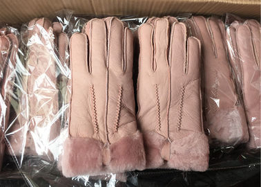 China Glatte Oberflächenwinter-wärmste Schaffell-Handschuh-doppeltes Gesichts-Rosa L Größe fournisseur