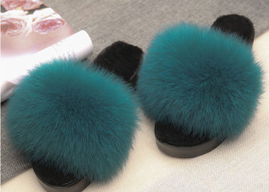 China Winter-Frauen-Plüsch wirkliche Fox-Pelz-Pantoffel-Antibeleg mit EVA-Gummisohle fournisseur