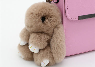 China Handgemachter Leichtgewichtler Brown-Plüsch-Kaninchen-Pelz Keychain 15 cm für Handtasche fournisseur