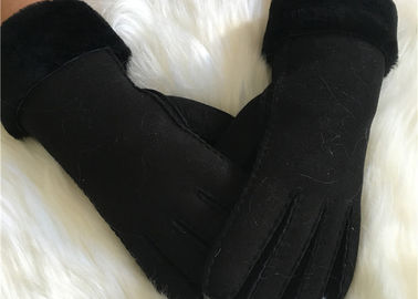 China Übergeben Sie Lederhandschuh der genähten reinem Schaffell den wirklichen Pelz gezeichneten Shearlings-Handschuhmänner fournisseur