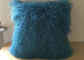 Blaues wirkliches mongolisches Kissen 18' Pelz der Knickente gelocktes Haar-tibetanisches Lammpelz Bett-Kissen fournisseur