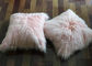 Süßigkeits-rosa langes mongolisches Schaffell-dekoratives Wurfs-Kissen mit einseitigem Pelz fournisseur