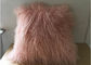 Haushalts-flaumiges rosa mongolisches Pelz-Kissen mit dem seidigen langen gelockten Haar fournisseur
