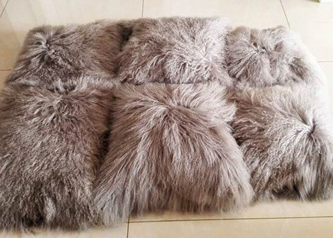 Doppeltes versah Schaffell-weiche flockige Kissen, wirkliche mongolische Pelz-Kissen mit Seiten