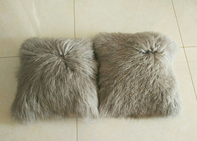 10-15cm gelocktes Haar-mongolisches Pelz-Kissen weich warm mit Veloursleder-Gewebe-Schutzträger