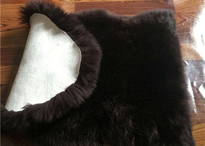 Wirkliche Schaffell-Wolldecken-natürliche lange schwarze Wollmerinolamm-Pelz-Bodenbelag-Abdeckung