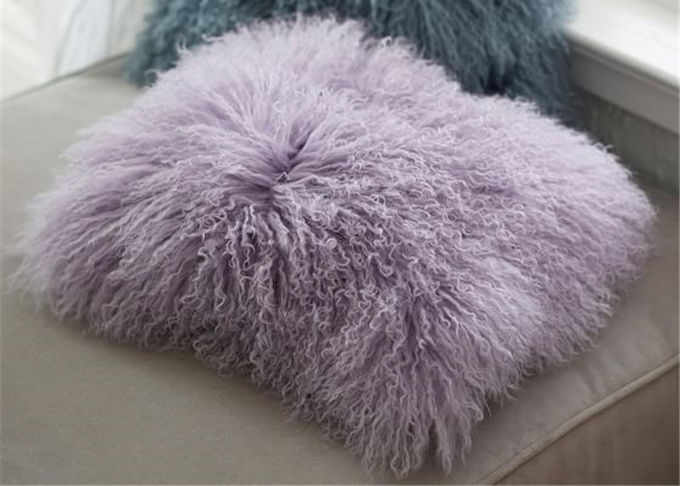Mongolischer Pelzkissen Lavendel-wirklicher tibetanischer Schaf-Pelz-LuxusWurf 16 Zoll