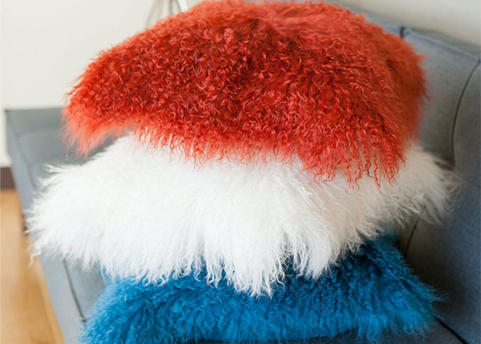 Warme wirkliche Pelz-Kissen-Abdeckungen, kundengebundene dekorative mongolische flaumige Kissen 