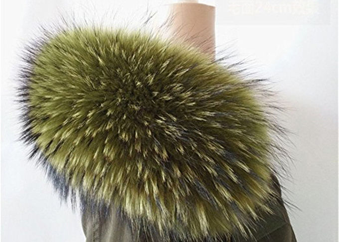 Waschbärpelzkragen großer langer abnehmbarer wirklicher Pelz-Kragen für Grün des Winter-80 cm