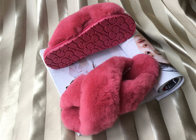 Gefärbtes schlankes Vlies rosa Schaf-Wollpantoffel-wirkliches Australien-Merinopelz-With15mm