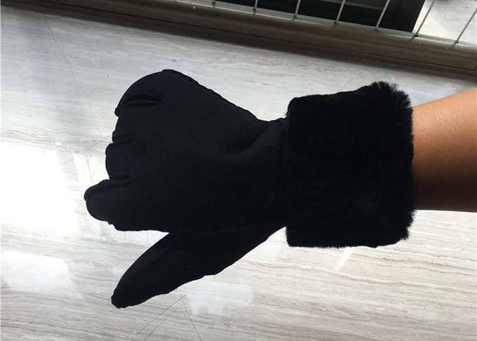 Frauen Shearlings-wärmste Schaffell-Handschuhe, 100% Handnähende Lammwollfutter-Stulpe