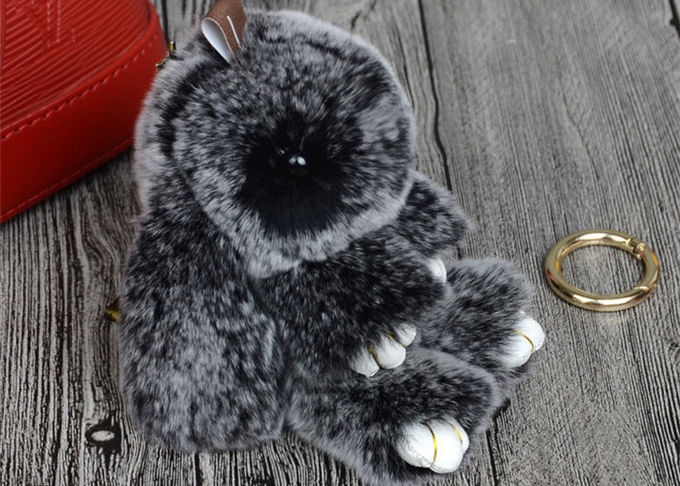 Handgemachter 13cm flaumiger Kaninchen-Taschen-Charme, Plüsch-Häschen-Handtasche bezaubert Schlüsselringe 