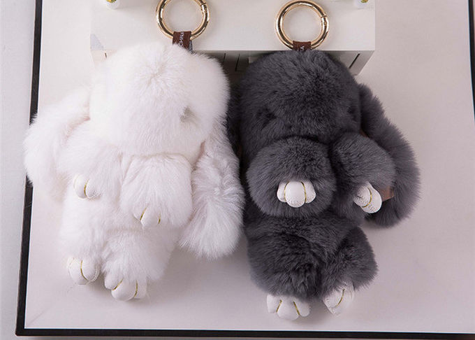 Bunter flaumiger Kaninchen-Schlüsselring Luxusportable für Handtaschen-Charme-Anhänger