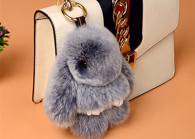 Gefärbte Füllungen Brown-Kaninchen-Pelz Keychain 18cm Größen-pp. Catton benutzt für Tasche