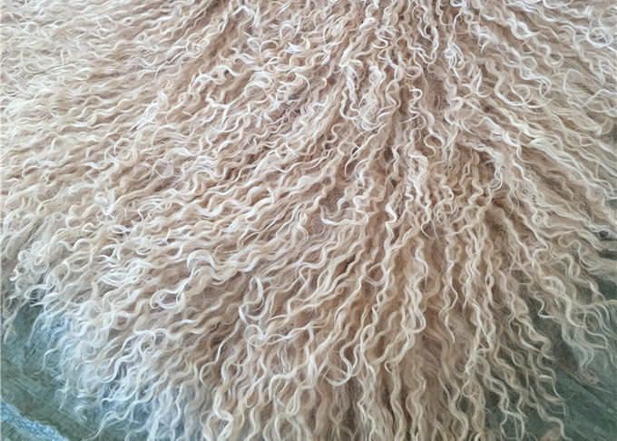 Schaffell-Schemelabdeckung des langen Haar Lammfell-Wolldecken-natürlichen gelockten weiße Schaf-Pelzes mongolische