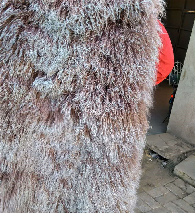 Schaf-Pelzdecke wirkliche lange Haar Schaffells echte mongolische Lammwollgelockte
