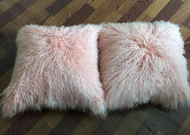 China Mongolisches Pelzkissen erröten rosa luxuriöser echter tibetanischer mongolischer Pelz Wurf fournisseur