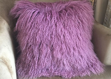 China Mongolischer Pelzkissen Lavendel-wirklicher tibetanischer Schaf-Pelz-LuxusWurf 16 Zoll fournisseur