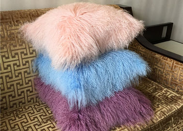 China Mongolisches Pelz Kissen-luxuriöser gefärbter wirklicher langer Haar-Schaf-Pelz-Wurf für Haus fournisseur