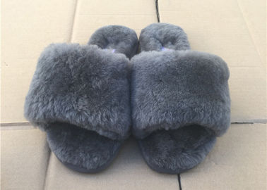 China Starke Wollöffnen graue Schaf-Wollpantoffel Zehen-warmen Pelz für den Winter Innen fournisseur