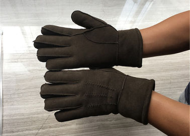 China Handsewn Sueded-Lamm Shearlings-Handschuhe, der Winter-Handschuhe der schwarzen Männer fournisseur