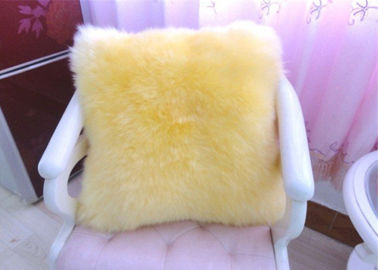 China Gelbes Schaffell-Boden-Kissen mit Reißverschluss, weiche flockige Kissen Lammwoll-Seats  fournisseur