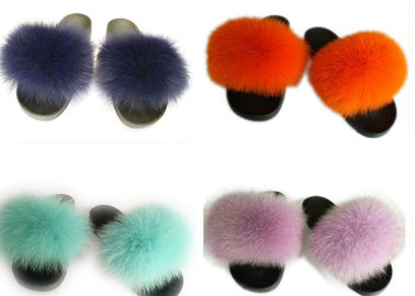 China Langes Haar flaumiges Fox-Haus-Pantoffel-einziges weiches Gummibequemes für Frauen fournisseur