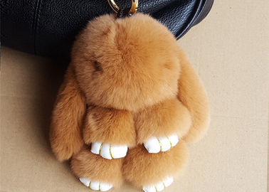 China Netter Brown-Kaninchen-Pelz Keychain, Häschen-Pelz-Puppen-Schlüsselanhänger für Frauen-Taschen-Charme fournisseur