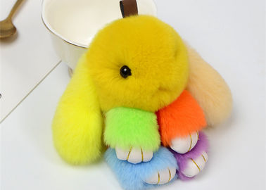 China Kaninchen flaumiges Keychain mit kundengebundener Farbe, Schlüsselring des Häschen-30g fournisseur