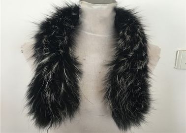 China Handgemachter schwarzer wirklicher Raccon-Pelz-Schal, 80cm Längen-Pelz-Hals-Wärmer fournisseur