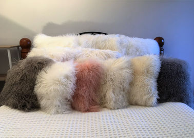 China Mongolisches Kissen Lammwolle des langen Haar-Schaffell-wirklichen gelockten Schafpelzkissens fournisseur