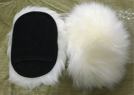 Natürliches weißes Wollschaffell-Waschanlage-Handschuh-Simplex mit Maschen-Rückseite