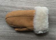Handgemachte wärmste Schaffell-Handschuhe für Damen mit Stulpen-Größe 5 - 6cm