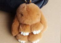 China Netter Brown-Kaninchen-Pelz Keychain, Häschen-Pelz-Puppen-Schlüsselanhänger für Frauen-Taschen-Charme Firma