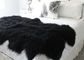 Schwarze weiche waschbare wirkliche Schaffell-Wolldecke warm mit langes Haar-starkem vollem Pelz fournisseur
