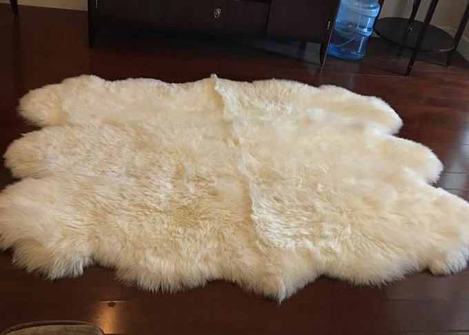 Haut der Elfenbein-weiße Pelz-Wohnzimmer-Wolldecken-6, 5,5 x 6 Ft-Schlafzimmer-Schaffell-Wolldecken 
