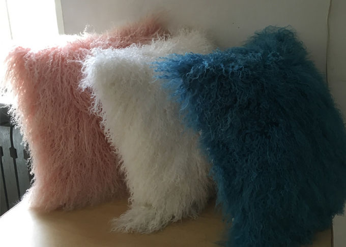 Echtes Lamm-mongolisches Pelz-Kissen 18" X 18" mit kundengebundener Farbe/Form