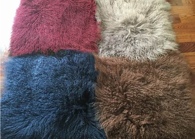 Beige-Farbfeuerfest machen der Pelz-Bett-Decken-mongolisches Schaffell-Wolldecken-60x120cm