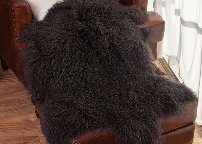 Weiches gelocktes langes Haar-große weiße Schaffell-Wolldecke 100% mongolischer/tibetanischer Lamm-Pelz
