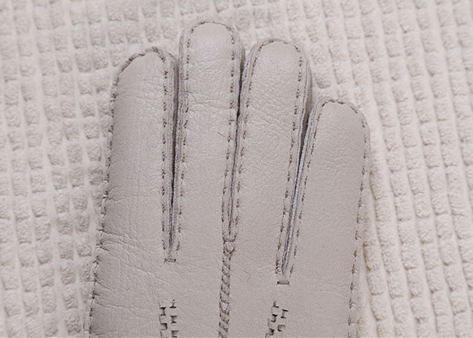 Die gezeichneten Handschuhe der wasserdichten Frauen Shearling, Damen-graue Schaffell-Handschuhe 