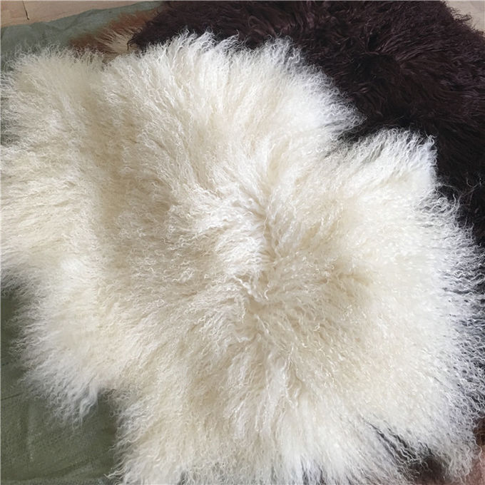 Lammpelz-Kissenabdeckung des mongolischen des Pelzwurfs des Lammfellkissens gelockten Haares langen tibetanische